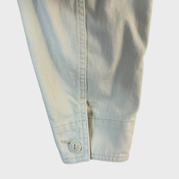 UNIQLO Denim Utility Chore Jacket Off-White Men's Large Military Field Button-Up - Picture 8 of 13